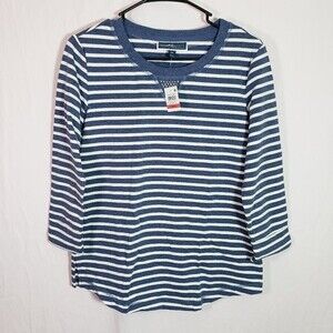 Karen Scott Sport Heather Indigo and Egg Sweatshirt XS